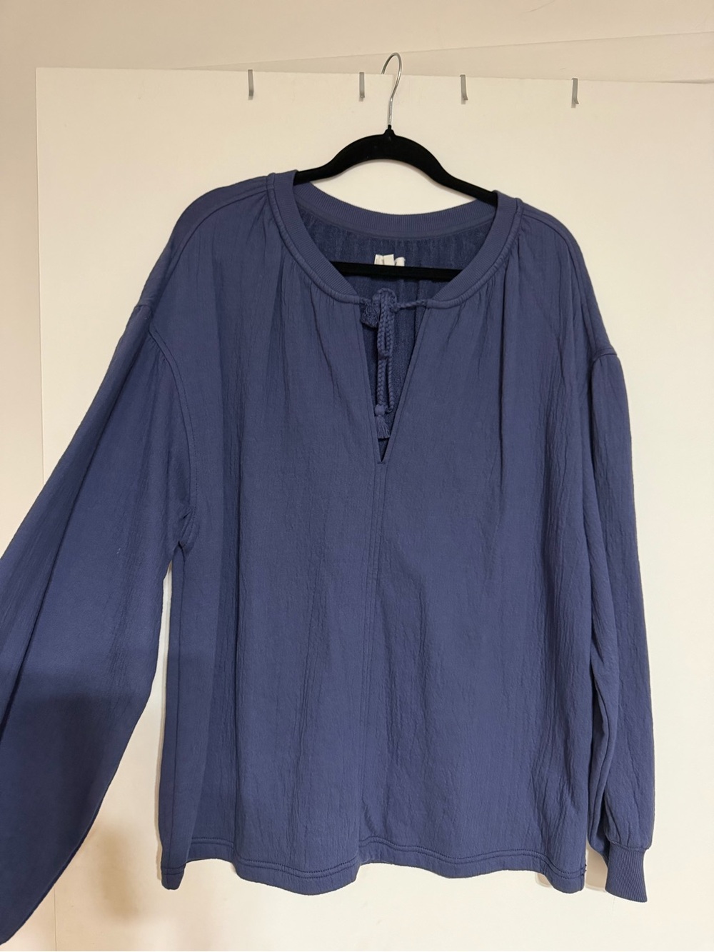 aerie Dusty Blue Tie-Neck Long Sleeve Pullover